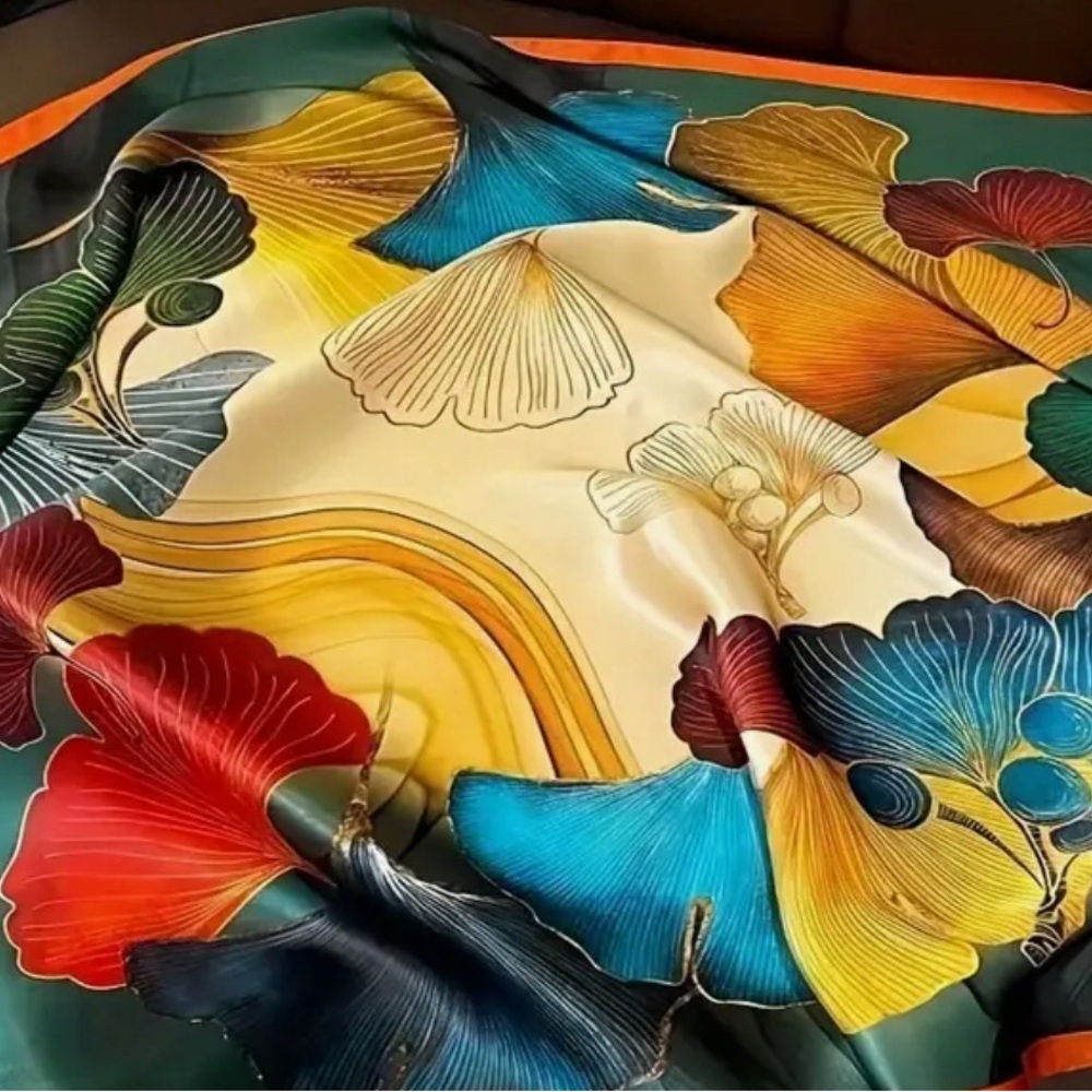 New Colorful Flower Scarf. 28 inches